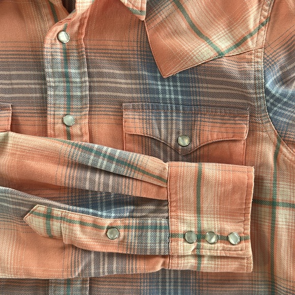 Ralph Lauren Double RRL Pink Plaid Collared Pearl Snaps Shirt Size 3 or 8/10 - Picture 11 of 11